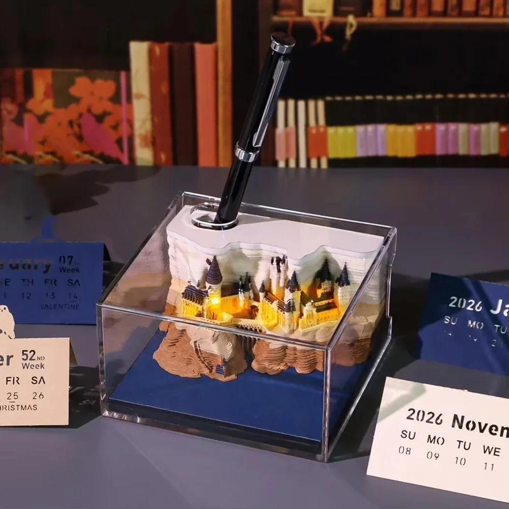 2026 Creative Magic Castle Calendar Sticker With Light 3D Hand-torn Castle Calendar Tear-Away Notepad DIY Craft Gifts