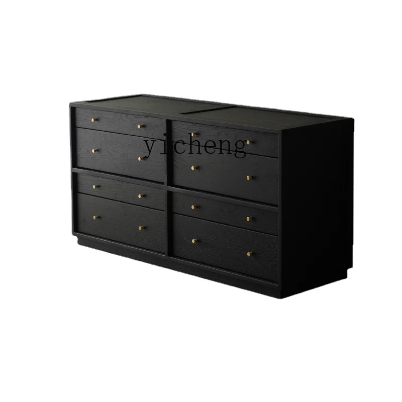 

ZK Wardrobe Storage Makeup Integrated Bedroom Tailstock Chest of Drawers Corner Black Solid Wood Dressing Table