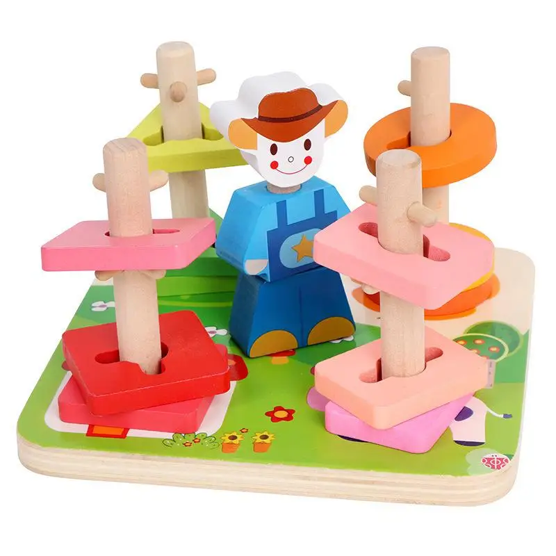 

Wooden Train Truck Building Blocks Set For Kids Montessori Baby Early Educational Color Cognitive Shape Pairing Children's Toy