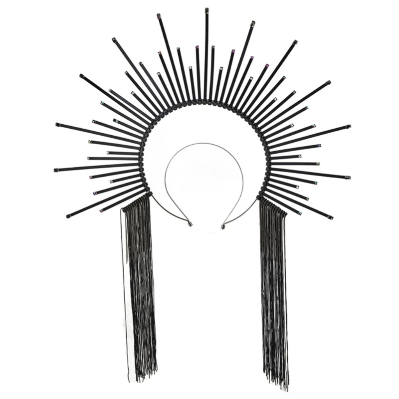 Halos Spiked Tiaras Headband Women Costume Black Headpiece Gothics Hair Accessories