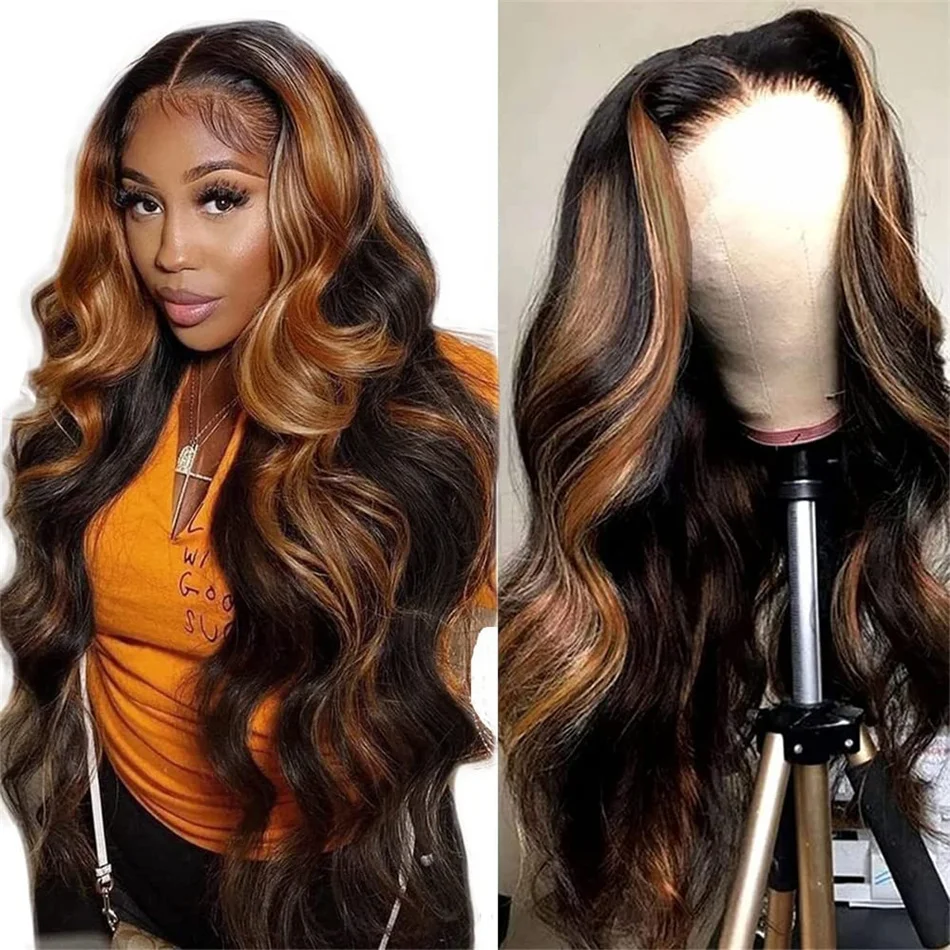 Highlight Wig Human Hair 13x4 Lace Frontal Wig Human Hair Wigs For Women 30 Inch Honey Blonde Colored Body Wave Lace Front Wig