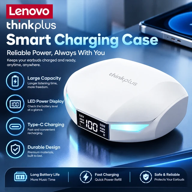 Fones de ouvido sem fio Lenovo XT53 com Bluetooth 5.3, fones de ouvido intra-auriculares para esportes com microfone, baixa latência para jogos, modo duplo, fones de ouvido para música, novos presentes.