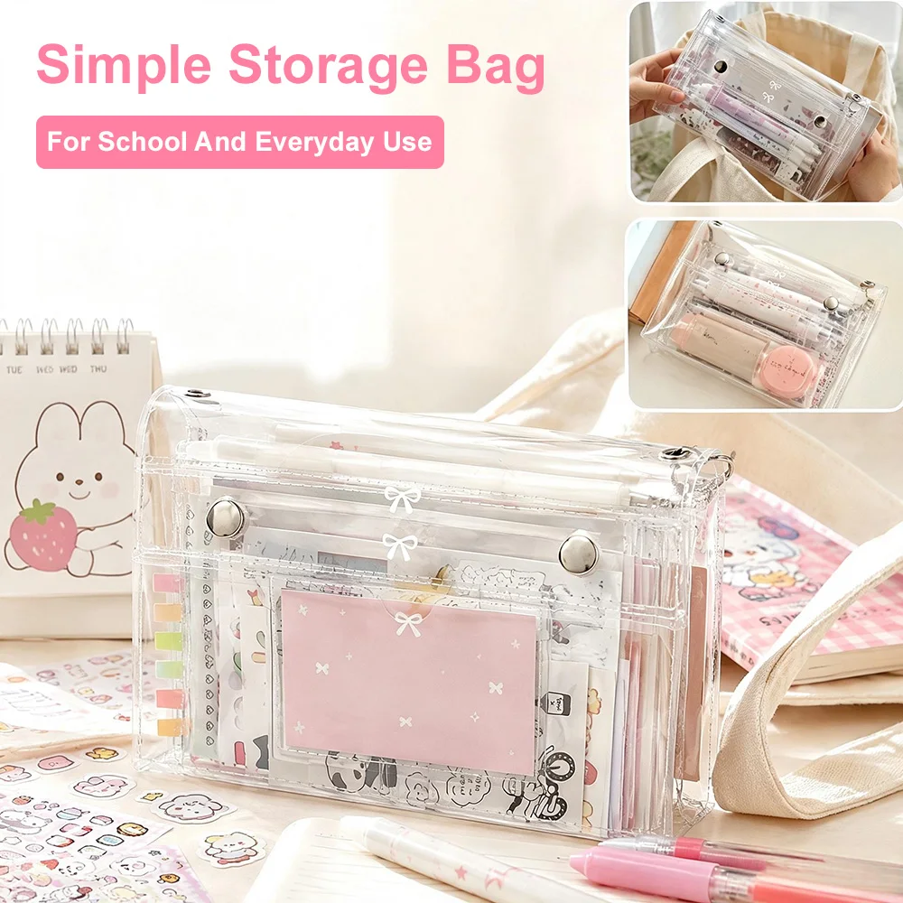 1/2/3 Stück transparente PVC-Aufbewahrungstasche mit mehreren Taschen, niedliche transparente Schreibwaren-Organizer-Tasche, wasserdichte Stifttasche für Schulbedarf