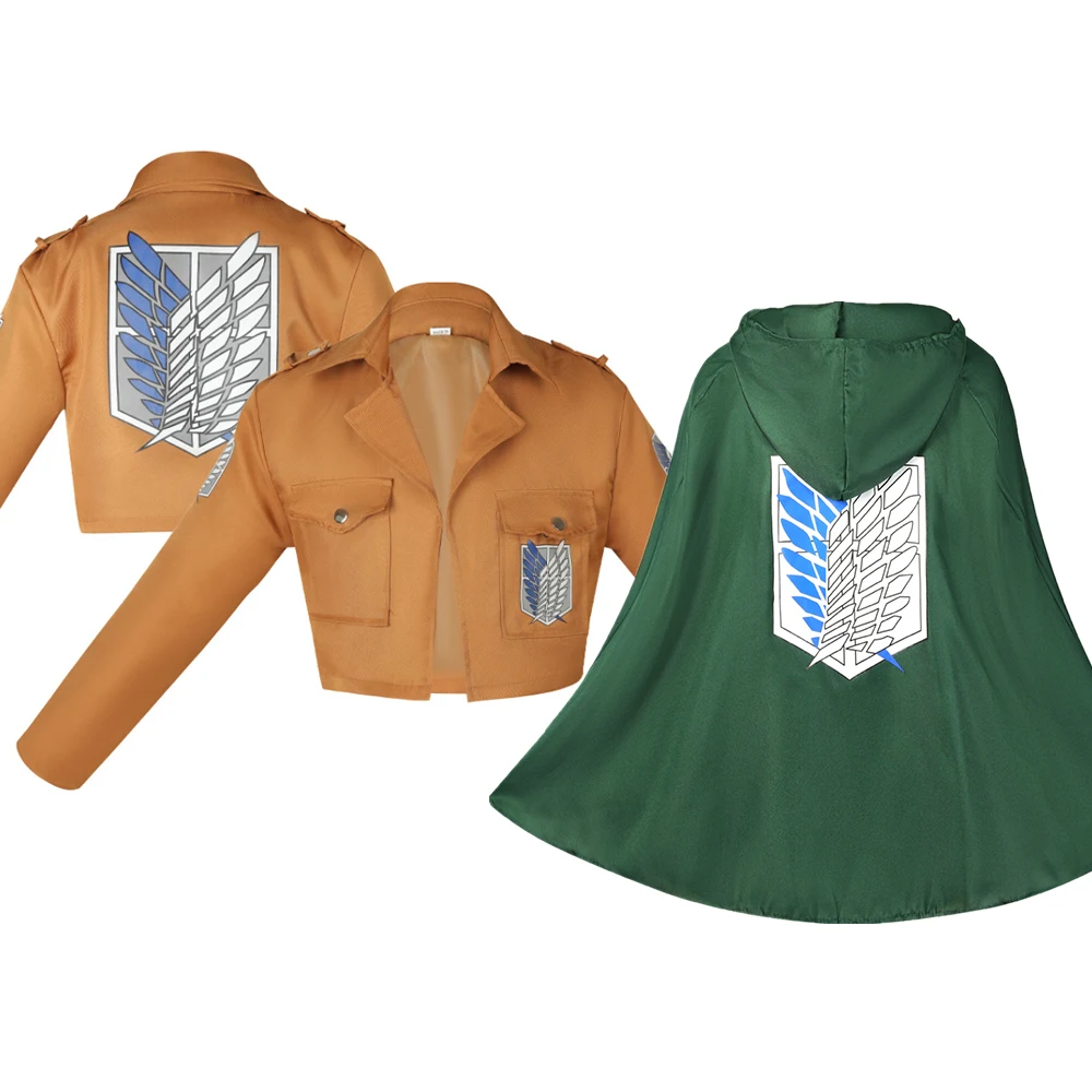 Anime Cosplay Levi Ackerman Mikasa Eren Jaeger Survey Corps kostium dla dzieci koszula z kapturem peleryna Shinzou wo Sasageyo