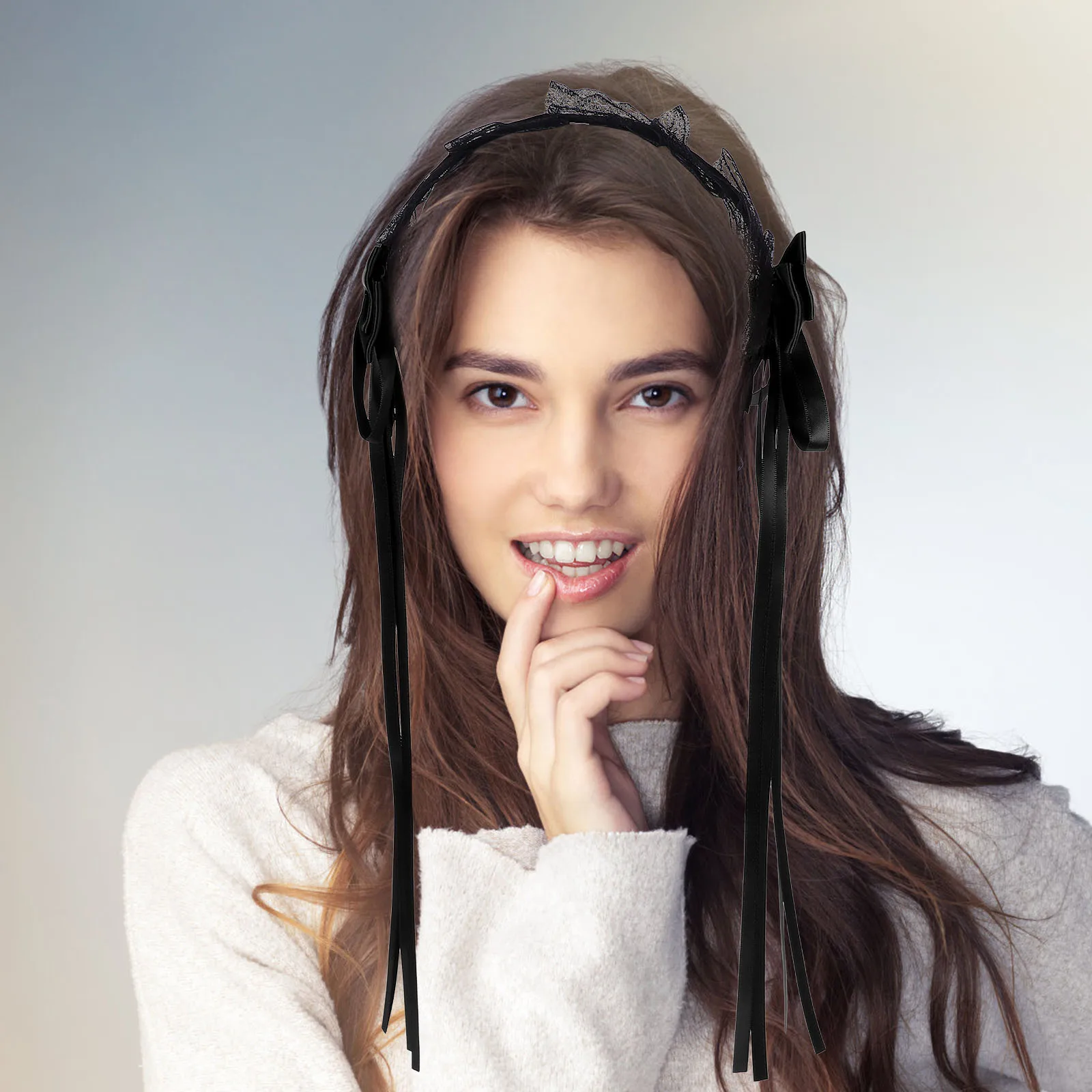 

Японский стиль, кружевной бант, лента в стиле Лолиты, головной убор с бантом для женщин, костюм горничной, головной убор, аксессуары для волос с бантом