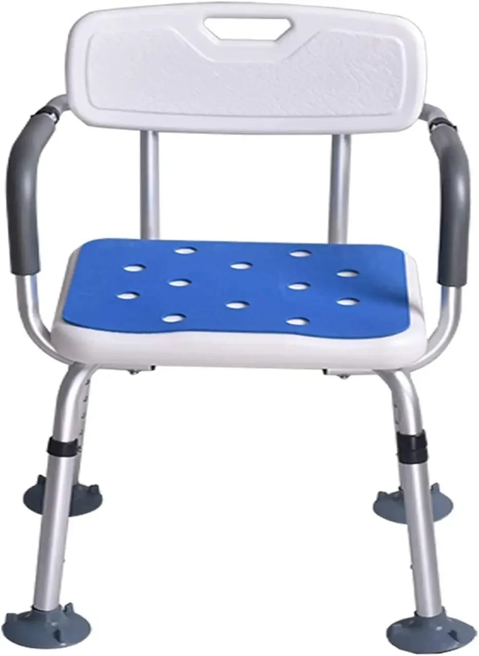 Shower Chair Heavy Duty Height Adjustable Shower Assist Handicap Shower Seats Non-Slip Safety with Arms and Back, for Elderly Se