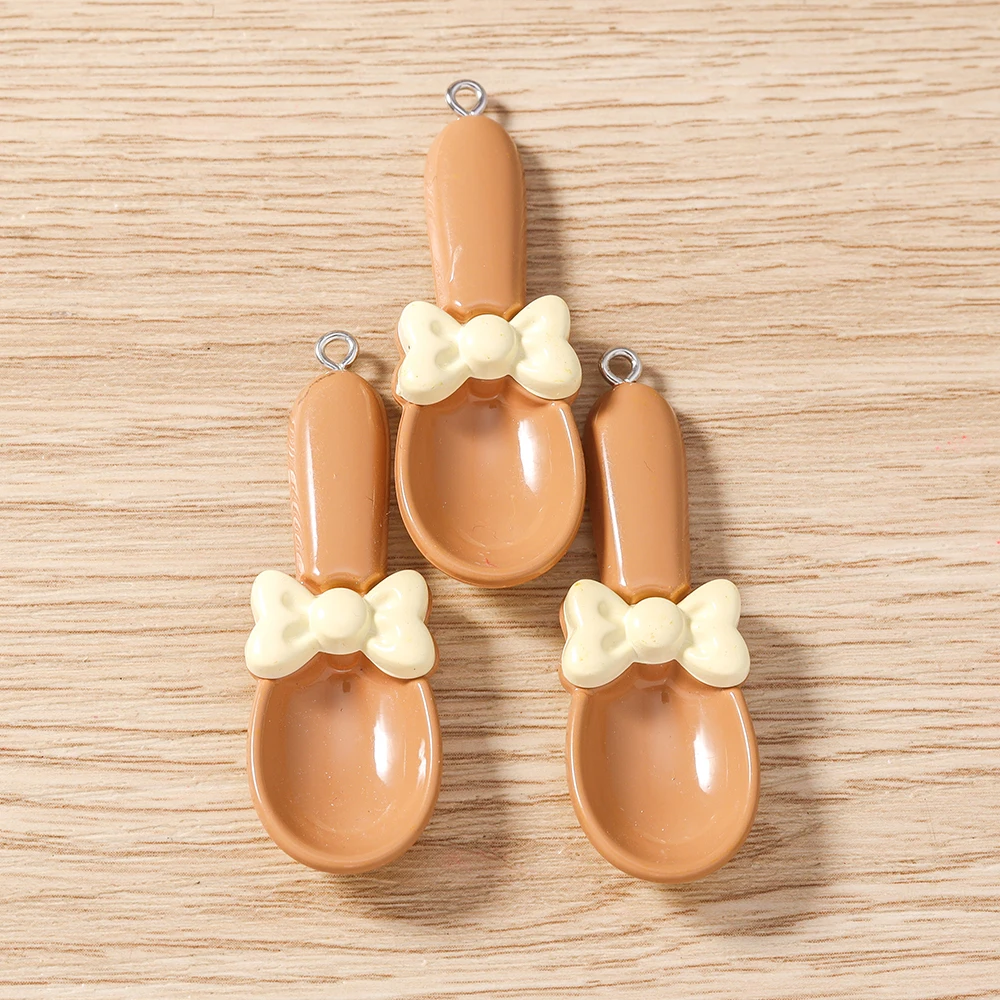 Tusember 10 Stück 17*51mm Niedliche Cartoon-Harz-Löffel-Anhänger für Ohrhänger, Halsketten, Handgemachtes DIY-Schmuckbasteln – Detail 5
