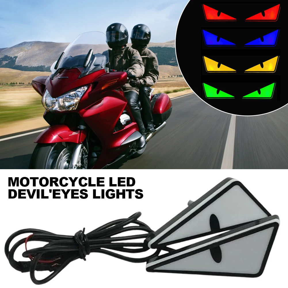 2PCS Motorbike Triangle Devil's Eye Pair Flash Light Modification Winking Eye Animation Led Display Motorbike Accessories