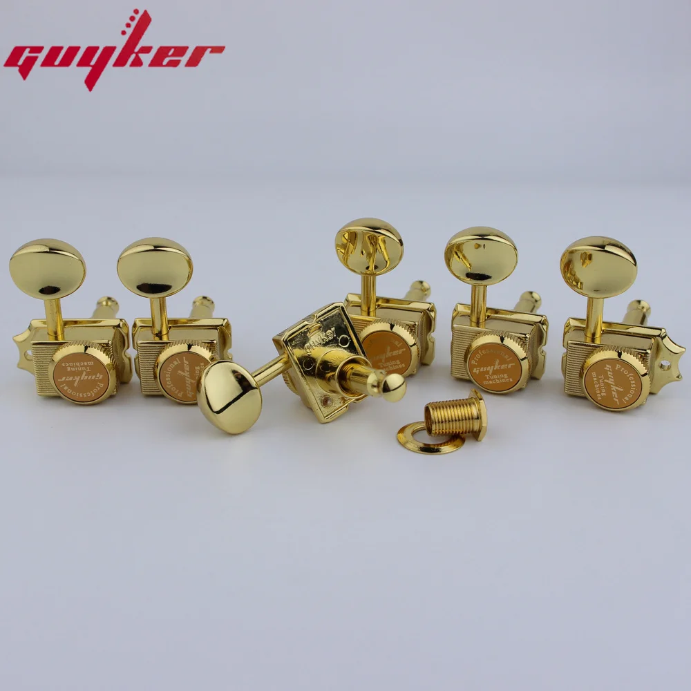 GUYKER Vintage Locking Tuners Nut Style Gold Electric Guitar Machine Heads Tuners Gear ratio 1:15 For ST TL Guitar Tuning Pegs