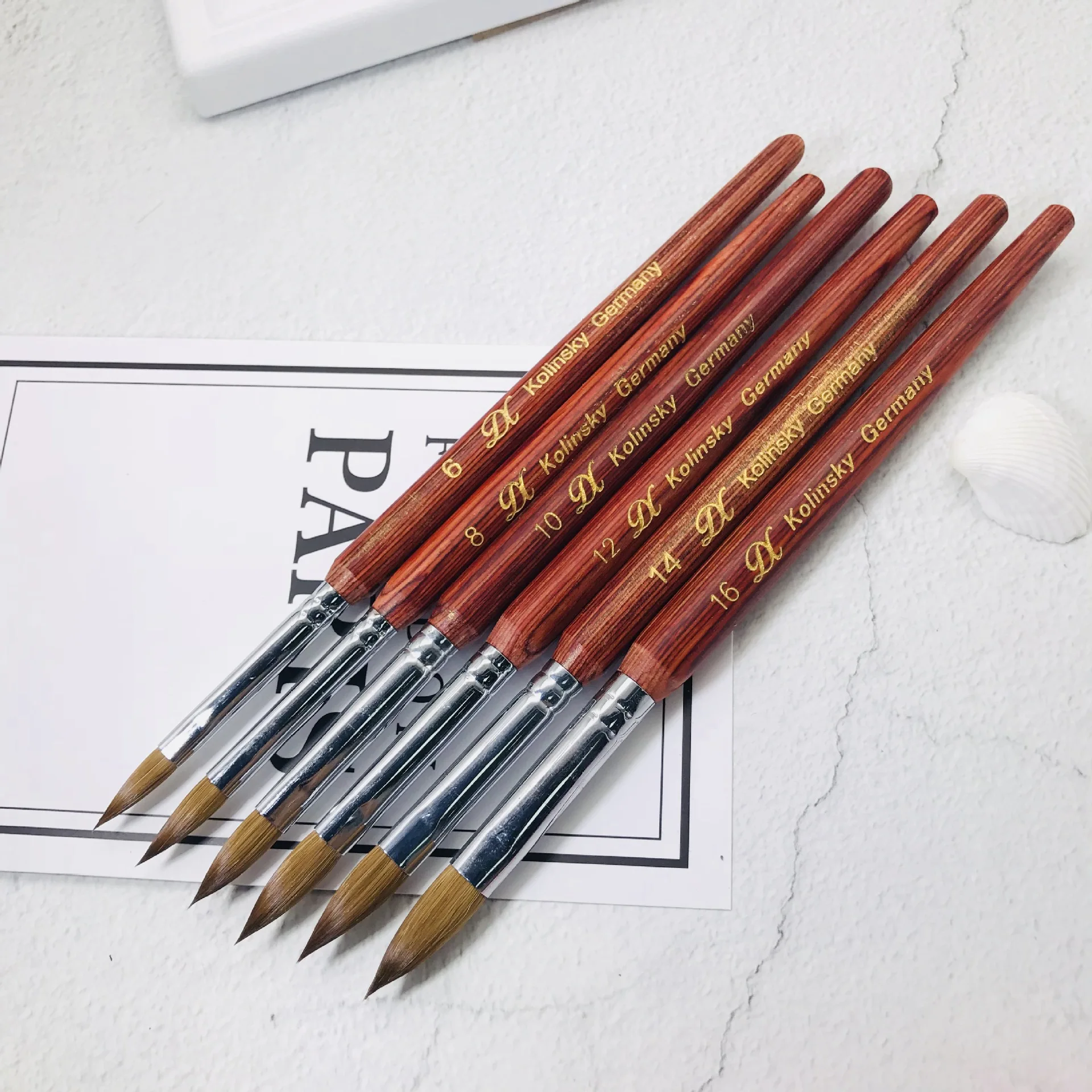 1Pcs 100% Kolinsky Sable Nail art Pinsel Acryl Flüssigkeit Pulver Werkzeug Holzgriff Kupfer Rohr Für Professionelle Nagel Techniker