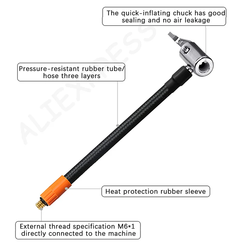 

Новый воздушный патрон NewM6 с фиксатором и шлангом, стандартный адаптер для накачки шин с тонкой резьбой, шланг для накачки 40 см