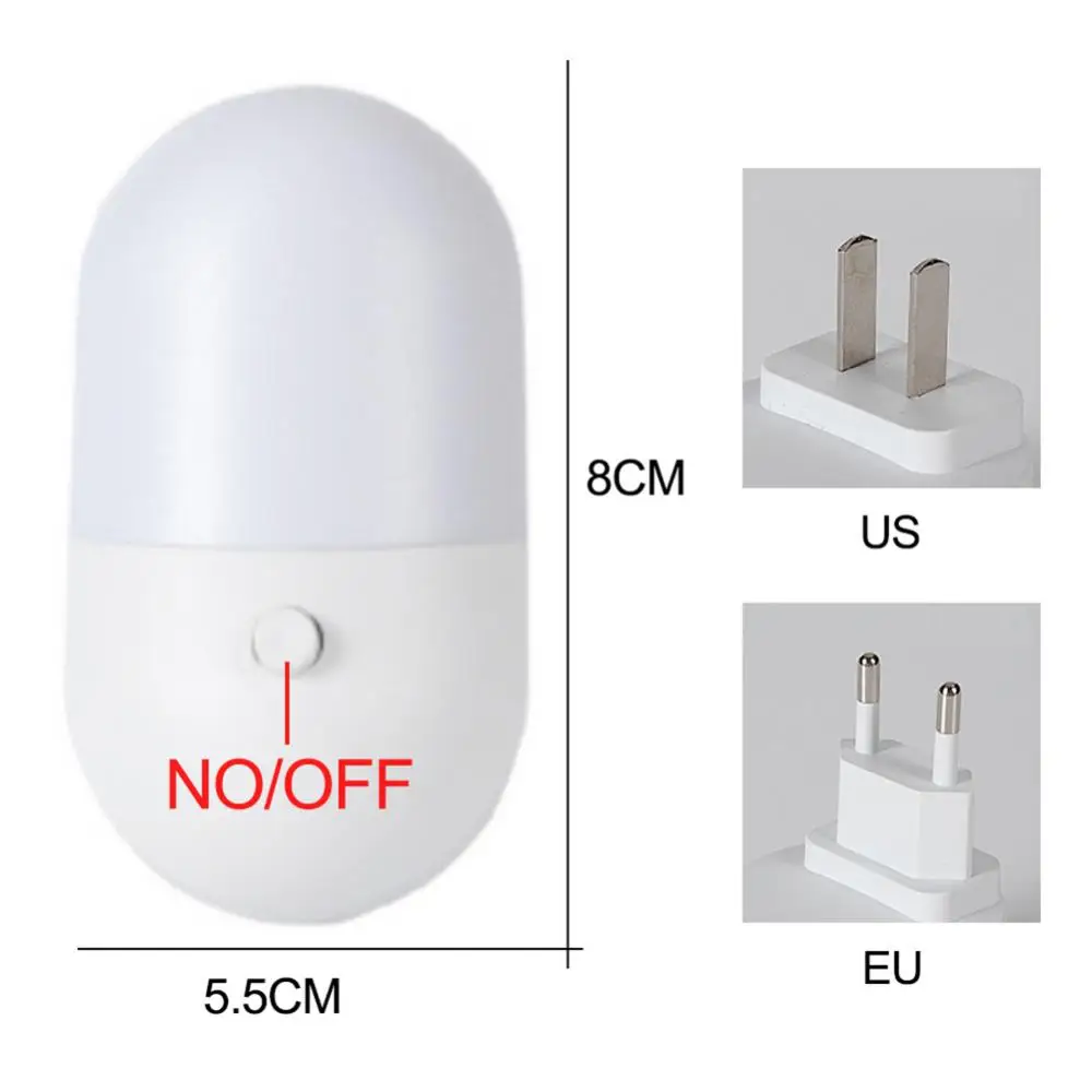 US EU Plug Night Light With Switch LED Night Lamp Wall Lights For Home Aisle Hallway Pathway Bedside Lamp Night Lighting