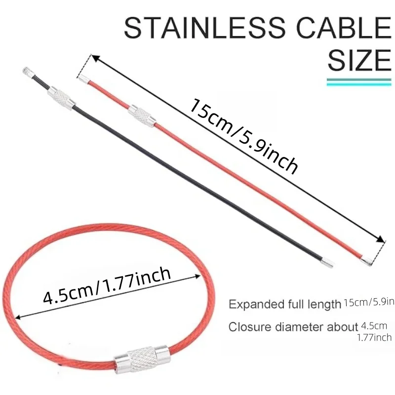 Obrázek 5: 6/12pcs multi-color wear-resistant drát lano klíč prsten hardware malý klíč prsten odnímatelné drát lano prsten boule zamknout příslušenství.