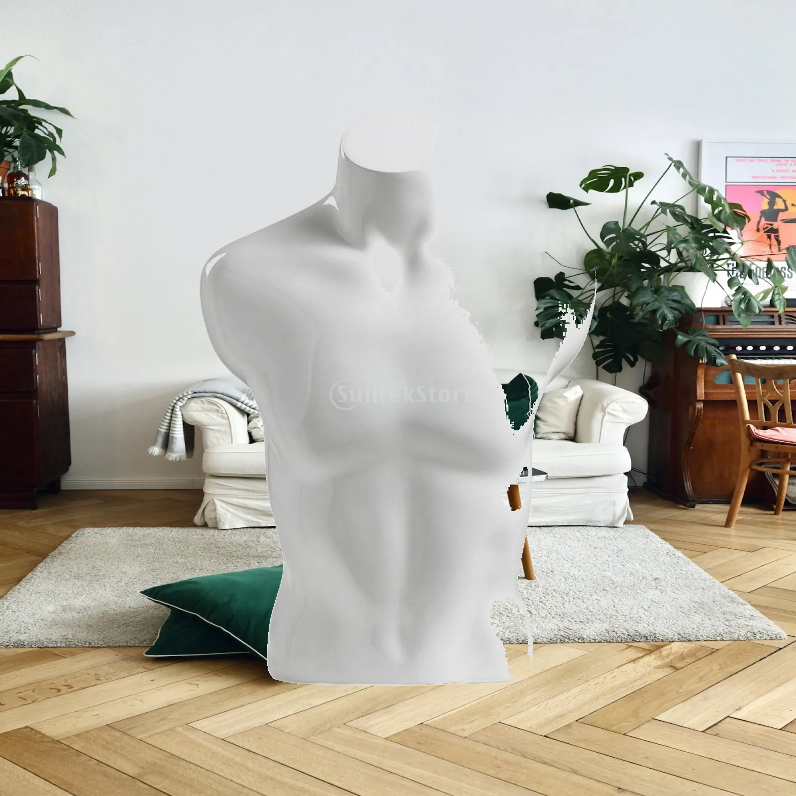 Mannequin Display Stand for Mens Clothing Retail Adjustable Fiberglass Torso with Smooth Surface for Easy Garment Draping