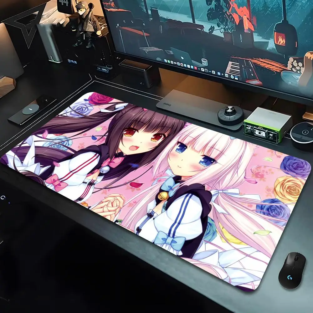 Imagem -04 - N-nekopara-kawaii Desk Mouse Pad 90x40 cm Anti-fouling Heavy-duty Mat Proteção pc Gamer Gaming Computer Office Mousepad k