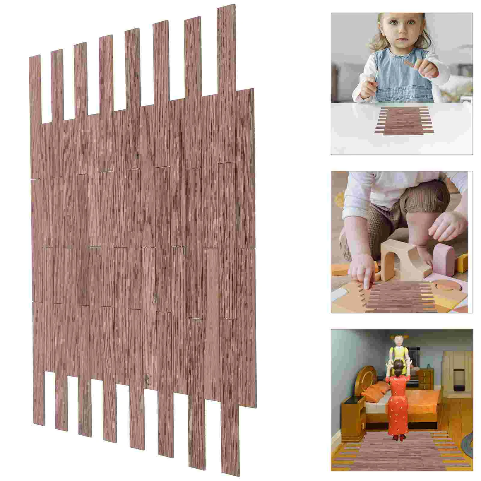 

40 Pcs Miniature Wood Grain Floor Models Retro Tiles for Dollhouse Living Room Bedroom Study Kitchen Decor