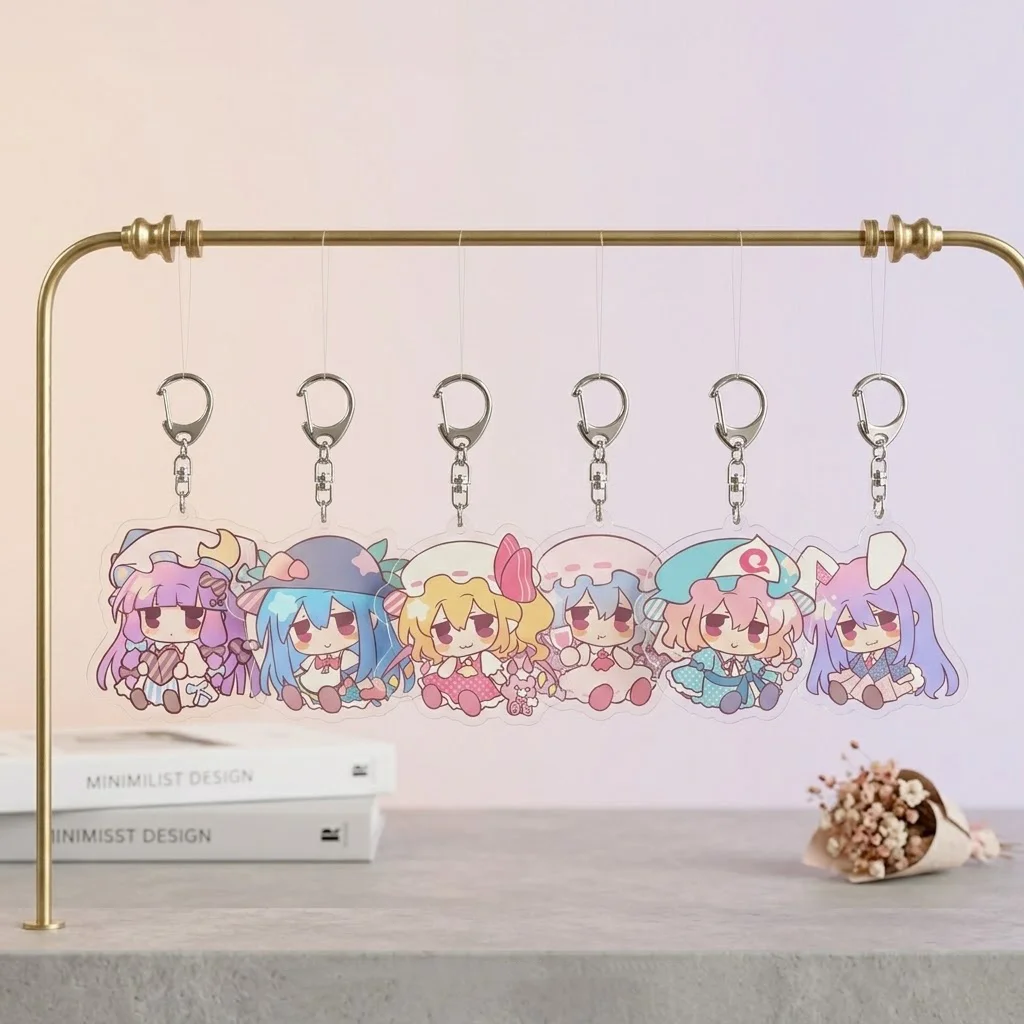 Game Touhou Project Acrylic Keychain 6CM Chibi Patchouli Knowledge Alice Margatroid Remilia Scarlet Bag Pendant Fan Collection