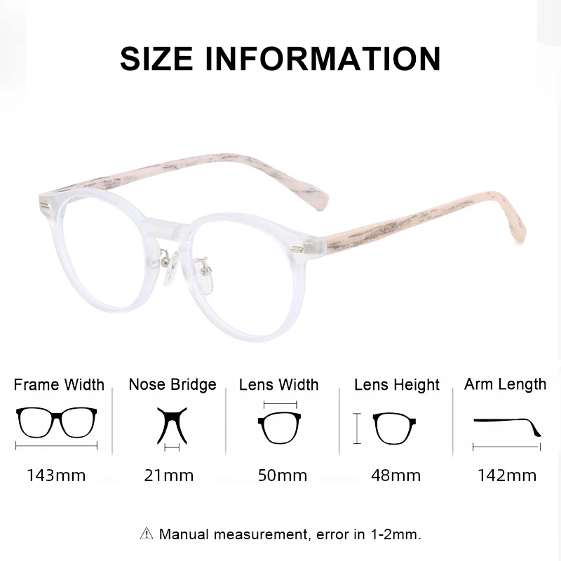 SZTZX New Retro Glasses Men's Women Fashion Round Frame Prescription Customized Glasses Anti Blue Light Progressive Eyeglasses