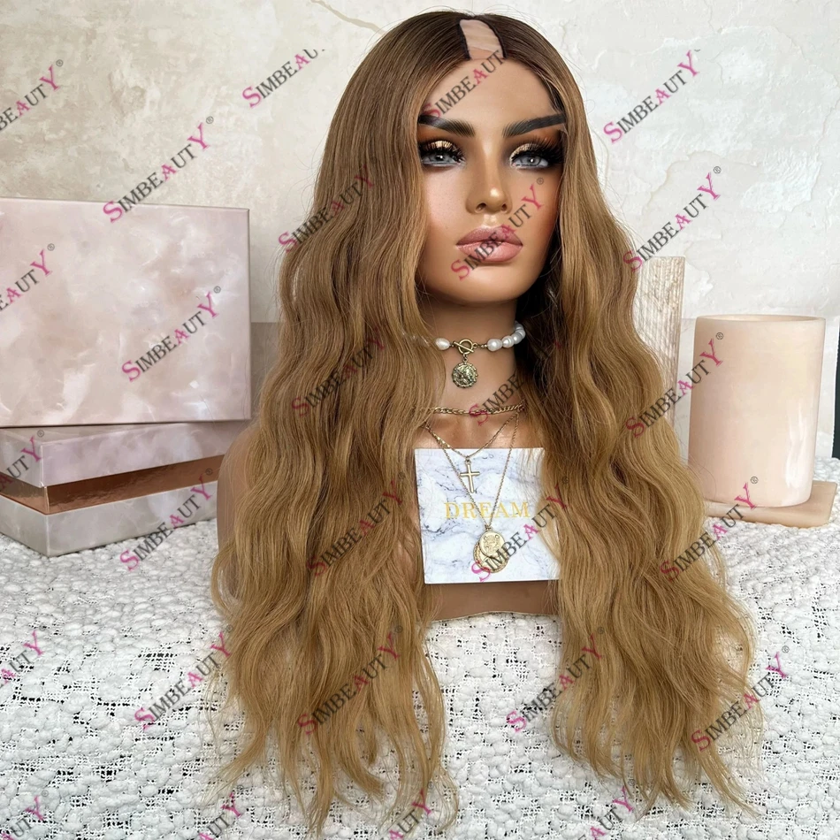 

Machine Made Loose Wave Ombre Brown Blonde 100% Human Hair 1x4 2x4 U Part Wig Easy Install Remy Indian Blonde Hair Wig