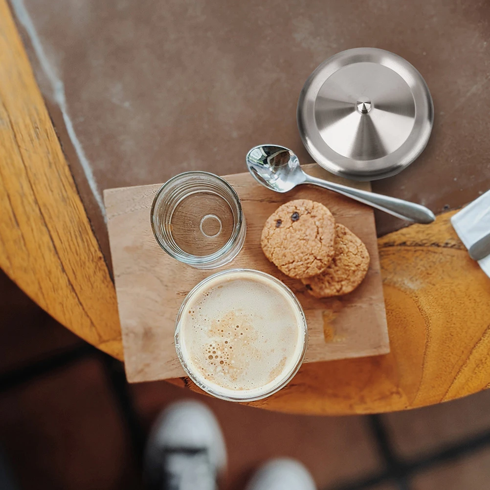 

2pcs Stainless Steel Cup Cover Heat Resistant Leakproof Airtight Dust Proof Mug Lid for Coffee Tea Tumblers Silver