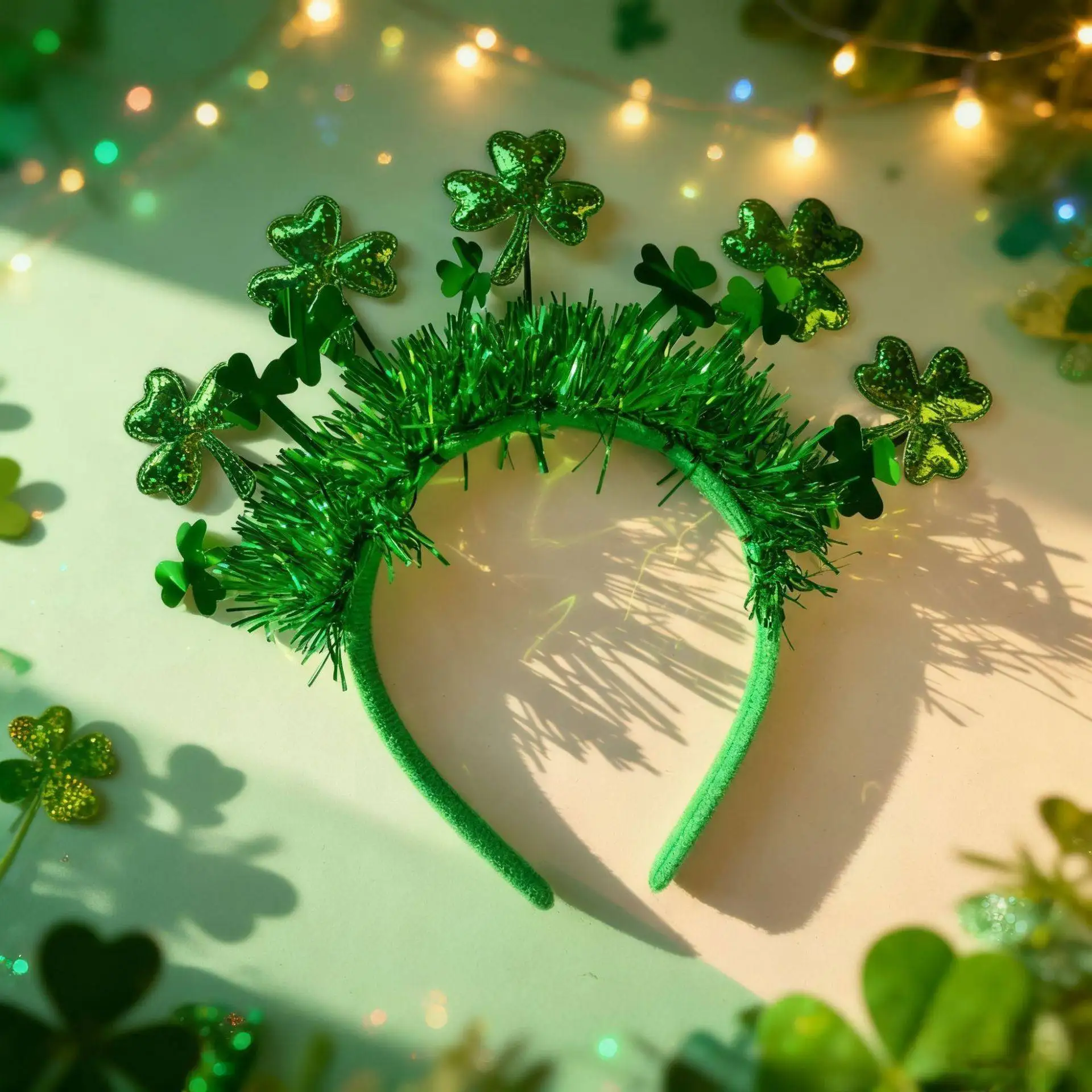 Diadema de Trébol de Tres Hojas Verde, Accesorio para el Cabello para el Día de San Patricio, Decoración para Fiestas de Carnaval, Diadema para Disfraces de Festival