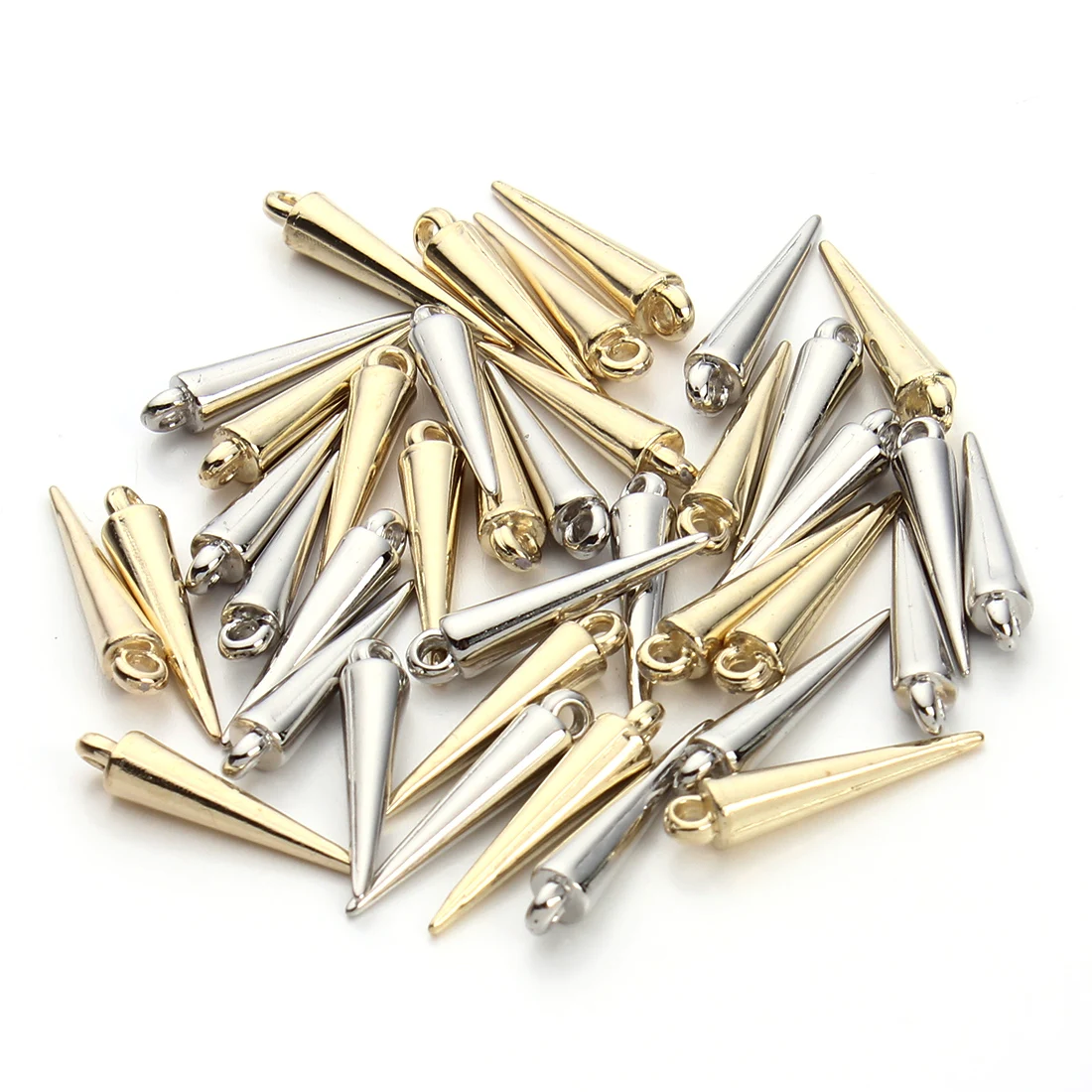 

200pcs/lot 5X24mm Gold Color Cone Pendants Plastics CCB Spike Tear Rivet Charms For DIY Earrings Jewelry Making Findings Charms