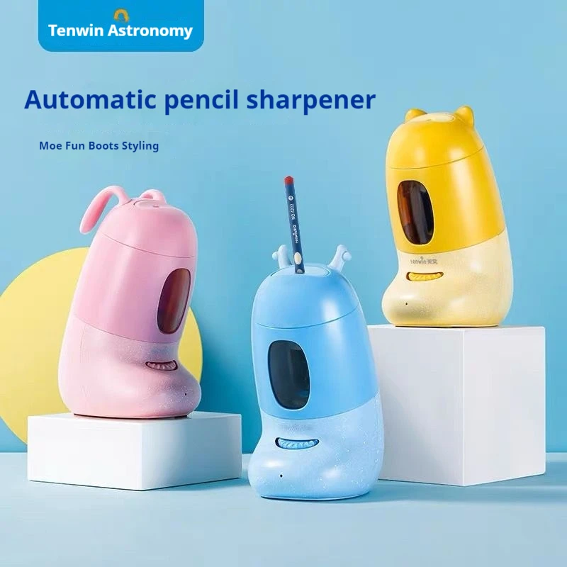 Tenwin Electric Pencil Sharpener Student Office Stationery Supplies Fully Automatic Charging Labor-Saving Sharpener School Gifts