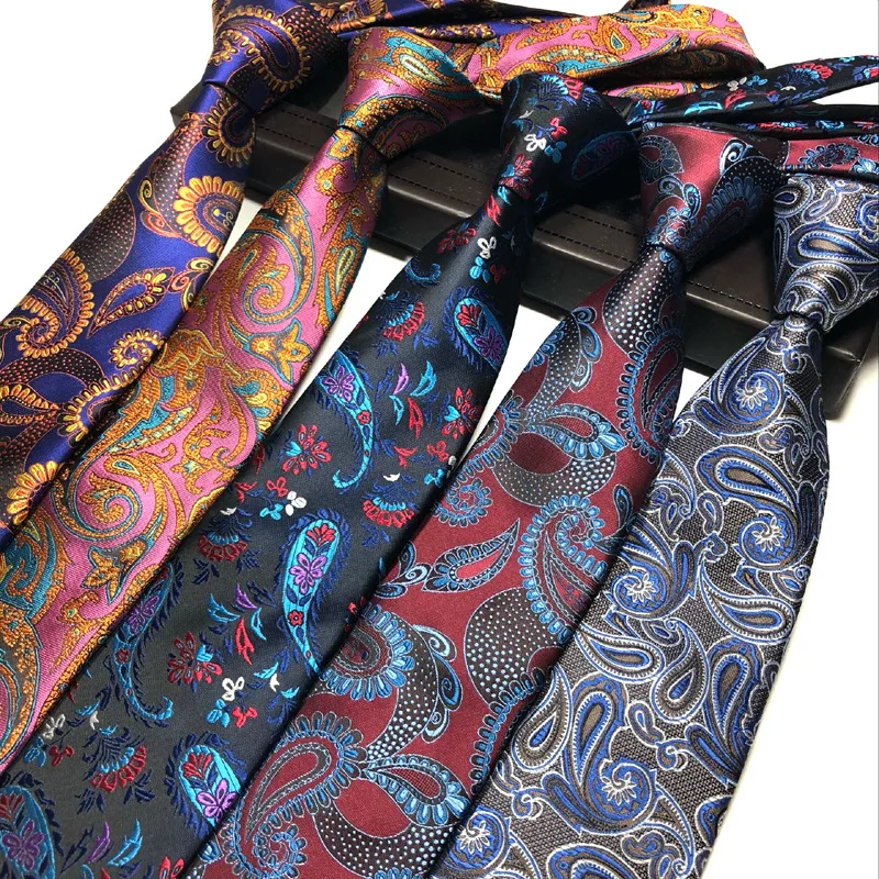 Luxury Men's Ties Fashion Neck Tie 8cm Jacquard Woven Paisley Floral Classic Necktie for Men Formal Business Wedding Party