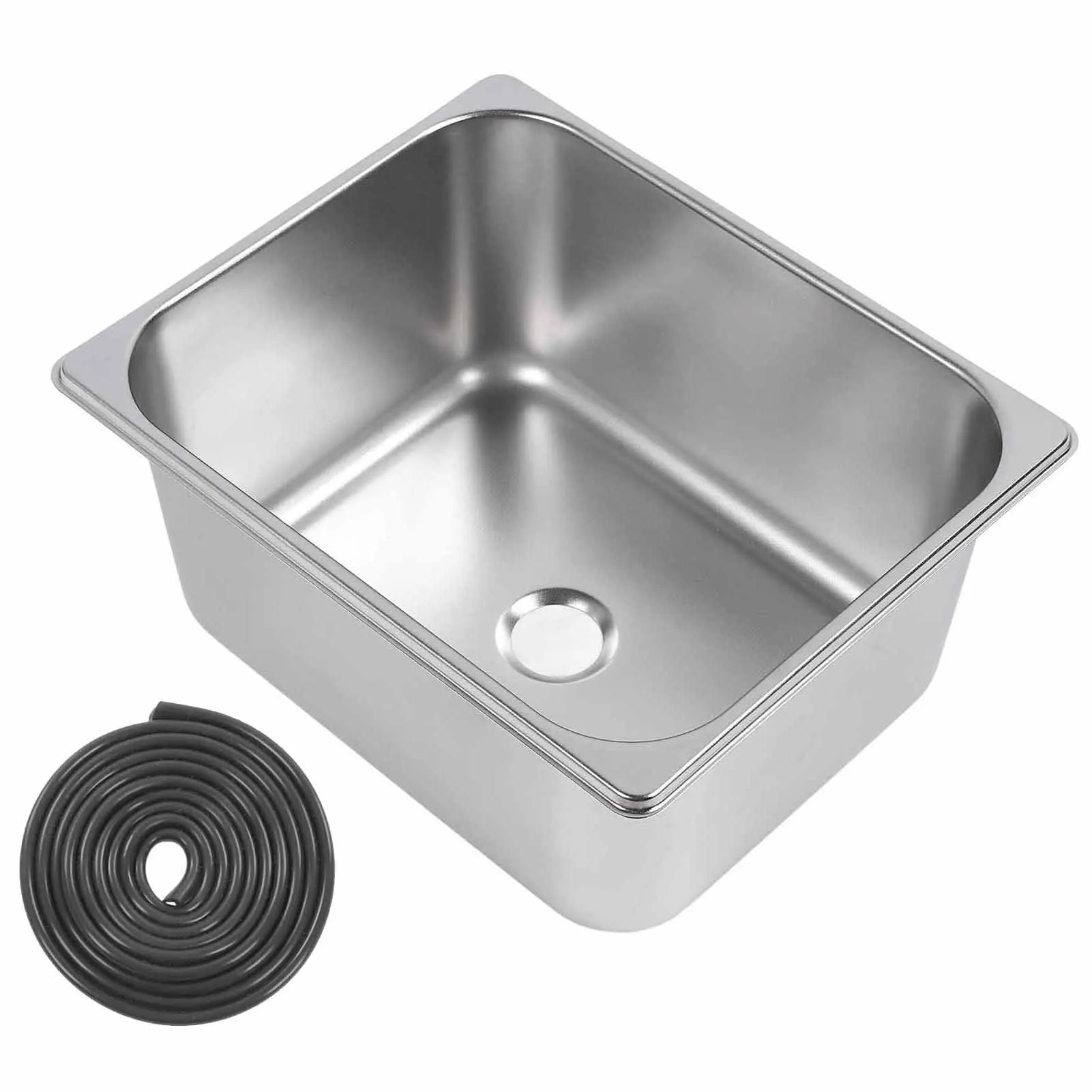 

RV Kitchen Sink 304 Stainless Steel 12.6x10.24x5.91inch Single Bowl Hand Wash Basin with 40mm Drain Outlet for Boat Truck