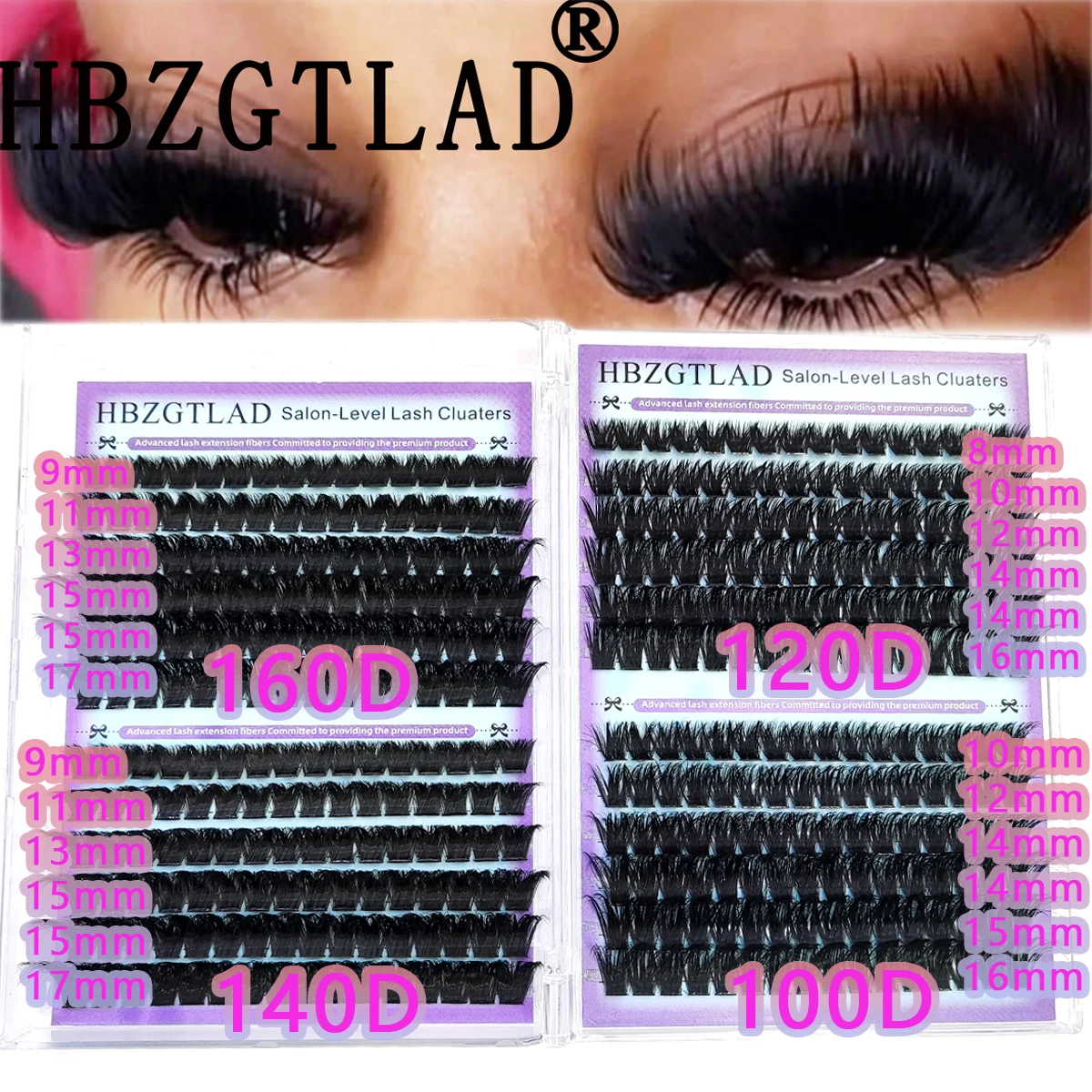 60D-200D 8D Fluffy DIY Cluster Eyelashes 8-18mm Mixed Eyelash Extension 0.07mm Russian D Curl Thick And Reusable Dramatic Lashes