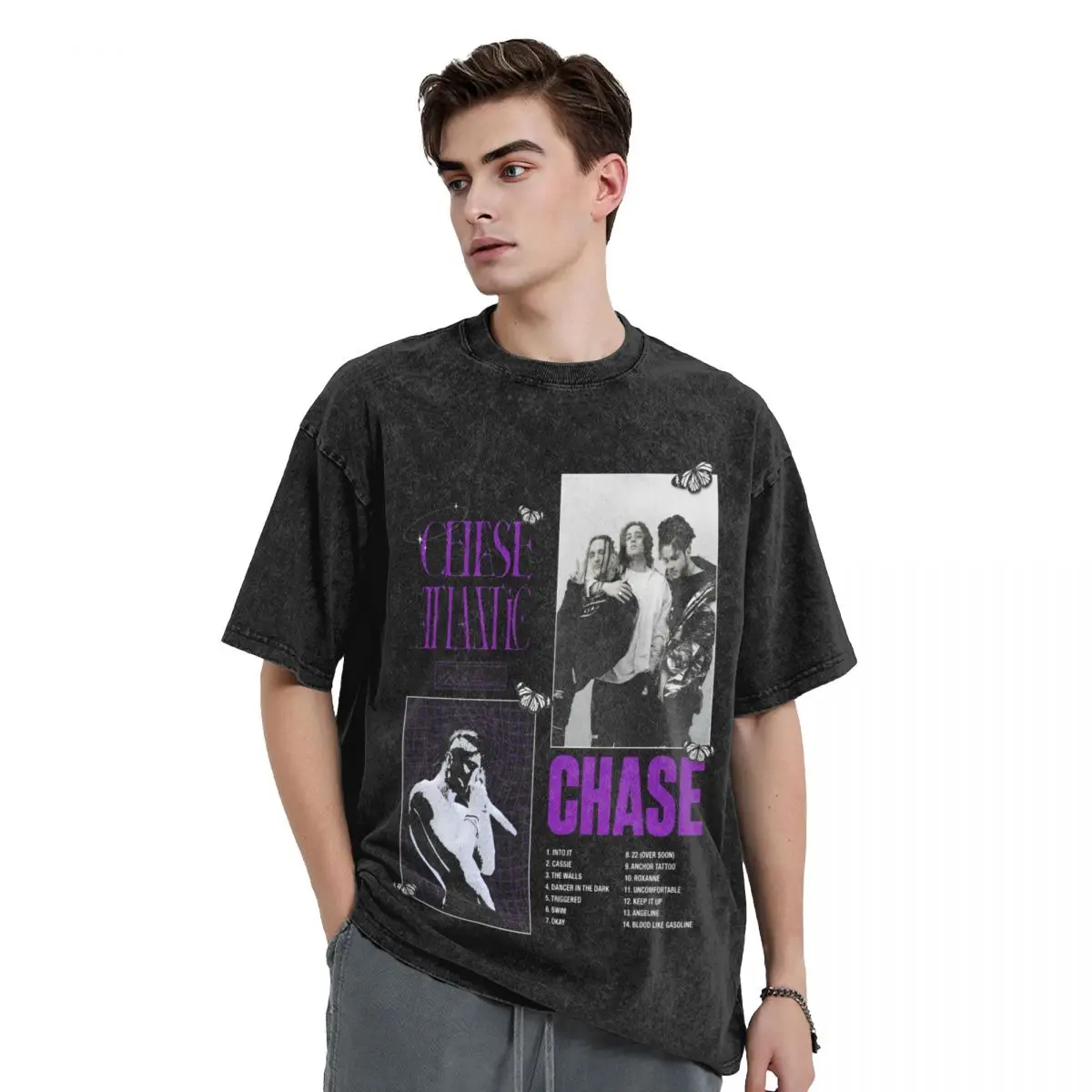 Men's Chase Atlantic T Shirts band Clothing Summer Vintage Short Sleeve T Shirt O Neck Popular Casual Tee Shirt Cheap