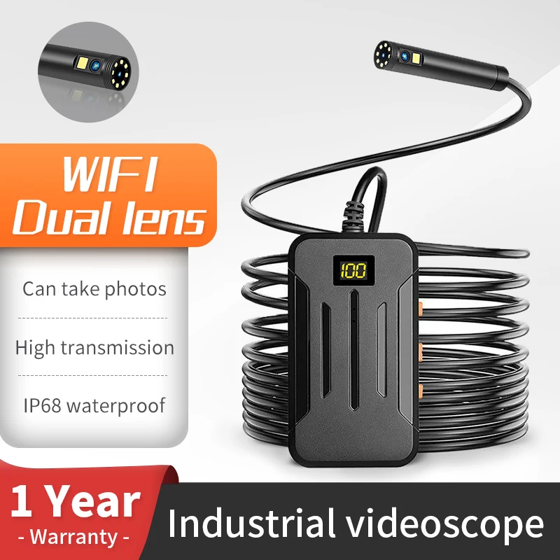 5.5MM/8MM HD1080P Industrial WIFI Endoscope Dual Lens Camera Car Inspection Mini camera Borescope IP68 Waterproof Android Iphone