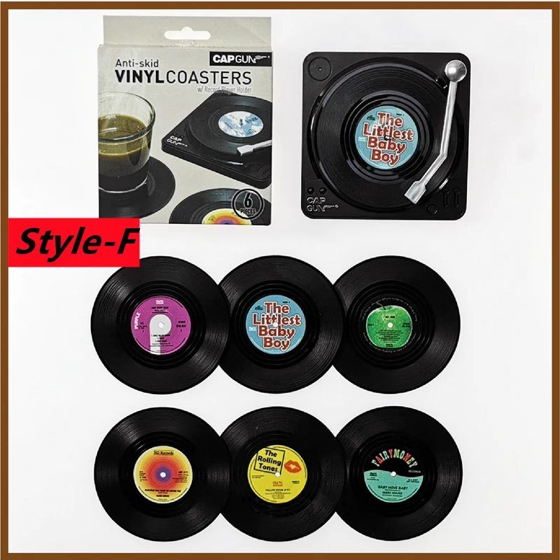 Nieuwe 6/4/2PCS Retro Vinyl Record Cup Coaster Anti-slip Koffie Onderzetters Hittebestendige Muziek Drinken Mok mat Tafel Placemat Decor - afbeelding 1