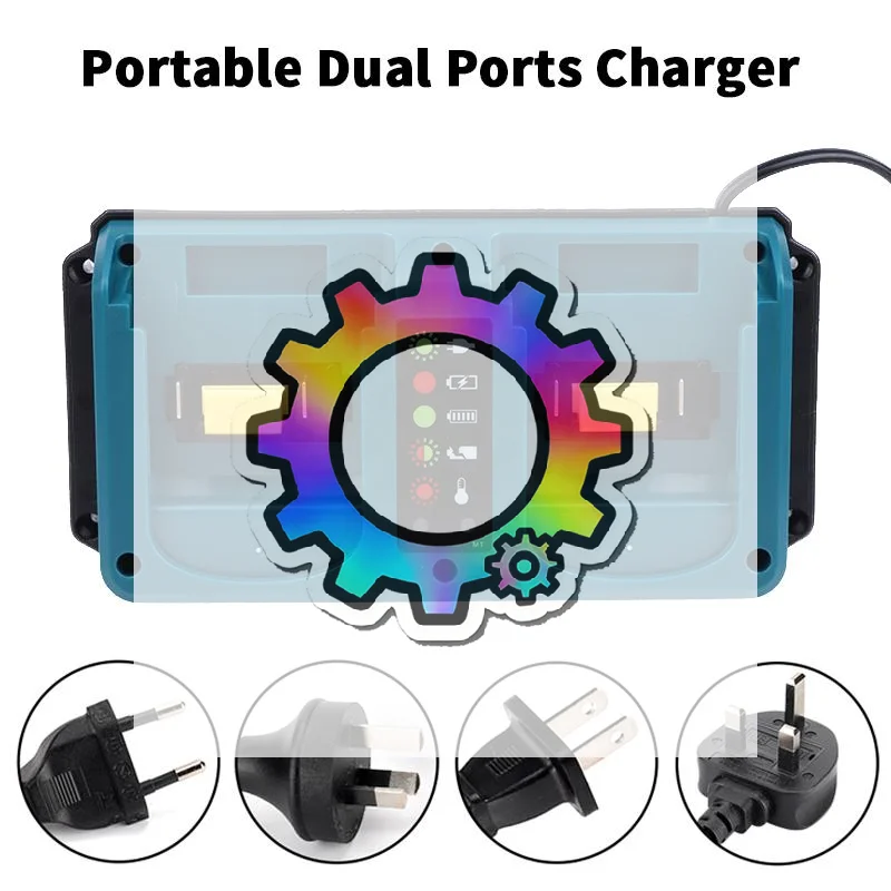 شاحن ثنائي المنفذ لبطاريات الليثيوم ماكيتا 18-20 فولت القابلة لإعادة الشحن، مثالي لـ BL1860B، BL1850B، BL1830، BL1860، L1854.
