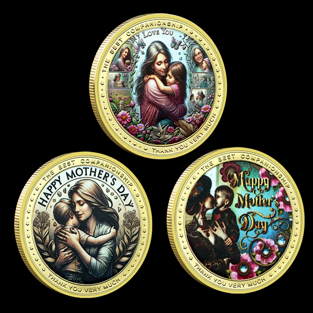 

Happy Mother's Day Gold Plated Commemorative Coin The Greatest Mom Colorful Metal Commemorative Medal Holiday Gift