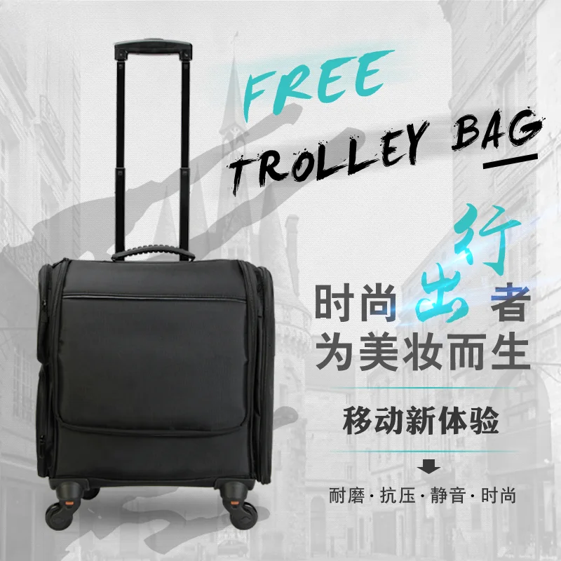 Professional cosmetic case, trolley cosmetic bag, multi-functional large-capacity tattoo embroidery, manicure and beauty toolbox