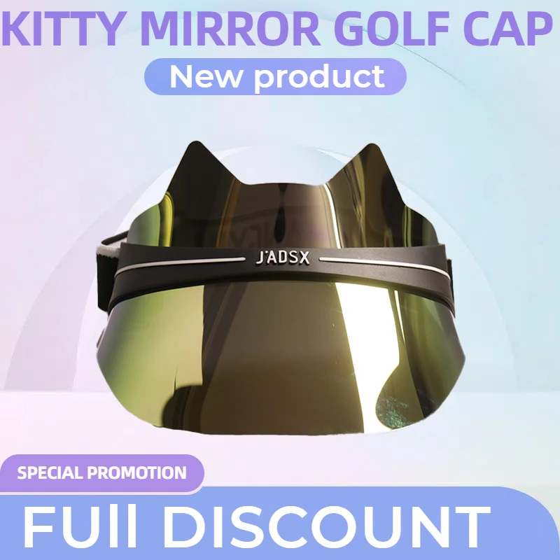 

Pink Bling Kitty Mirror Sun Hats Fashion Adjustable Golf Cap Visor Travel Vacation Casual Sport UV Protection Elegant Sunblock