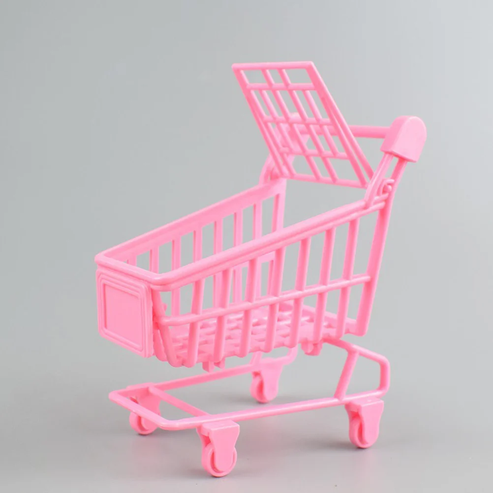

2Pcs Shopping Cart Ornaments Durable Plastic Funny Creative Girl Birthday Party Cake Decorations Pink Shopping Cart Ornaments