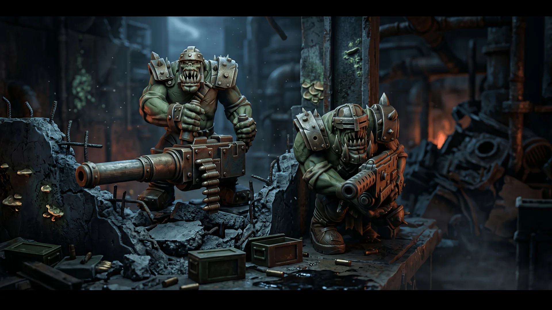 Fantasy Orc Warrior Miniature Set, Unpainted 3D Printed Models for Tabletop RPG and Collecting