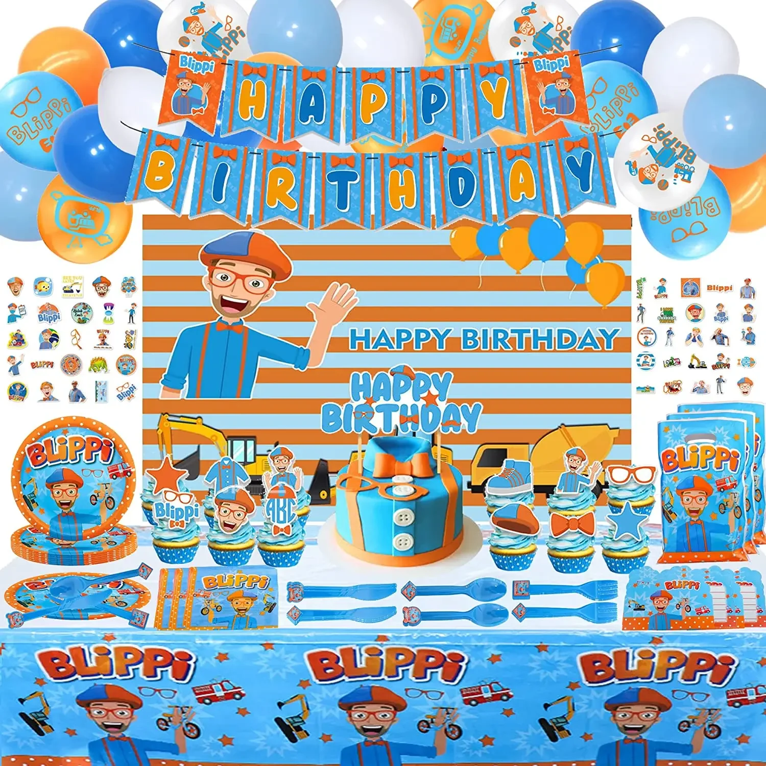 Blippiing Teacher Birthday Party Decorations for Kids Banner Balloons Cup Plate Napkins Tablecloth Gift Bag Party Supply