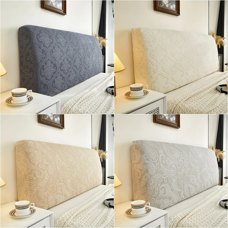 1PC Jacquard Bed Headboard Cover Elastic Bed Head Slipcover Solid Color All-inclusive Bed Backrest Cover for Bedroom Hotel