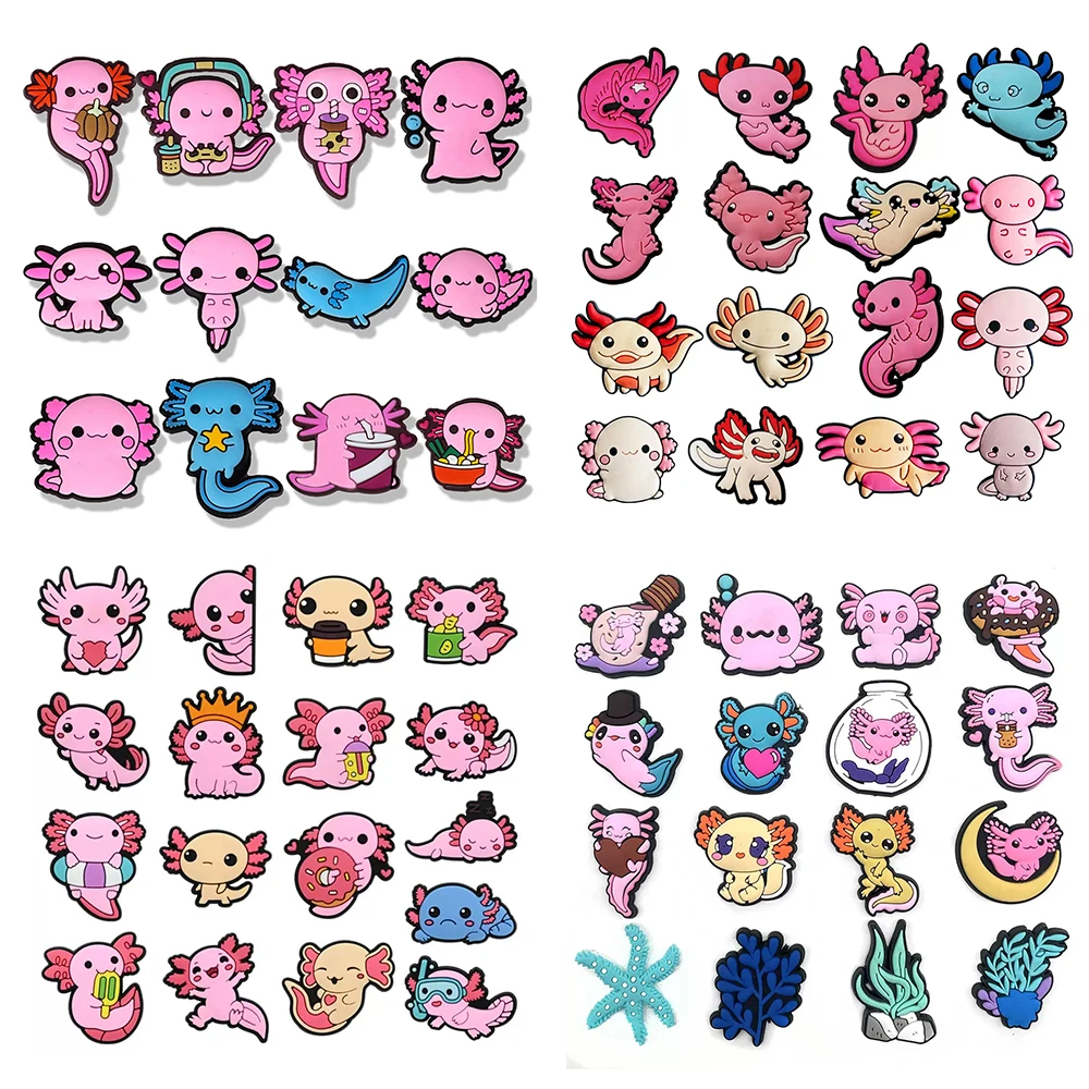 12-17Pcs Salamander Shoe Charms for Women Girls Pink Shoes Decoration Accessories Buckle For Clog Sandal Wristband Bag