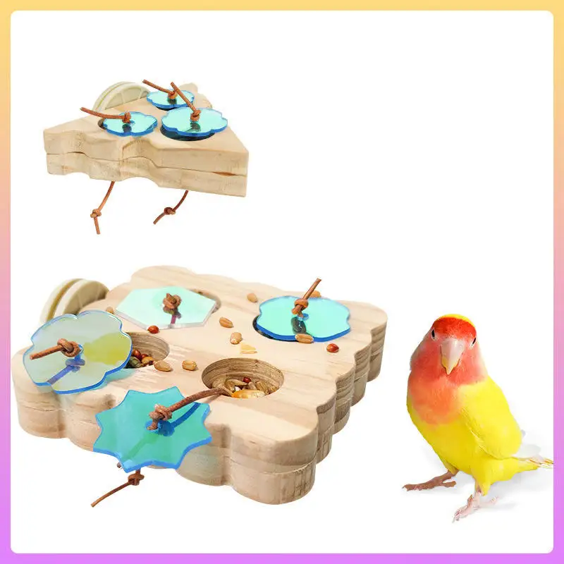 لعبة ألغاز البحث عن الطيور الخشبية، إثراء الببغاء للحيوانات الصغيرة، الأرانب، خنازير غينيا، الهامستر، التدريب على الطعام