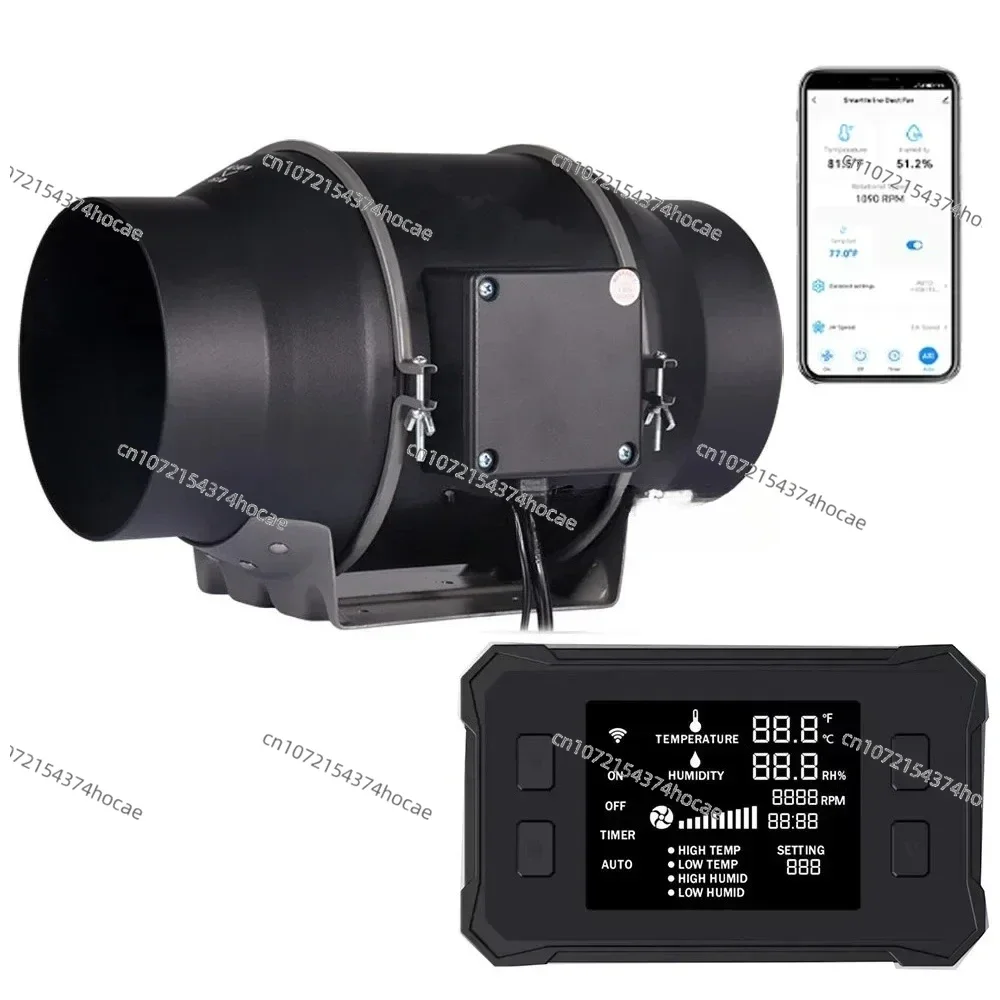 

4 inch Inline Duct Fan WiFi App Integrated Air Ventilation Exhaust Fan Extractor Low Noise for indoor plant