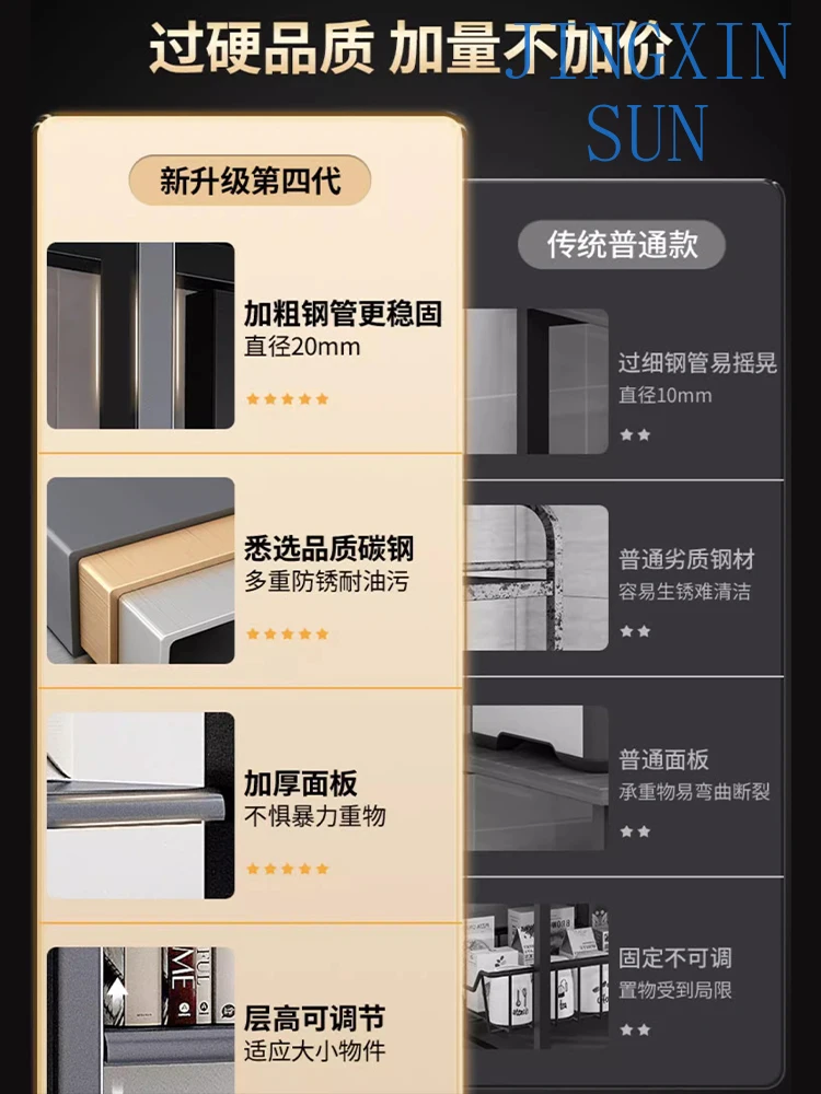 Living Room Shelf Multi-layer Storage Shelf Snack Shelf Balcony Floor-to-ceiling Kitchen Multifunctional Wall