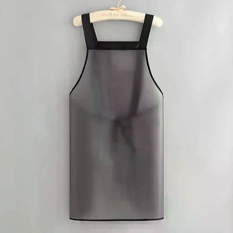 

Водонепроницаемый кухонный фартук, бытовой маслостойкий рабочий фартук из ТПУ, прозрачный черный грязезащитный фартук для чистки