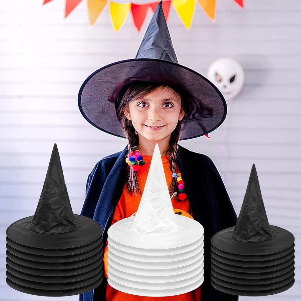 Halloween Hat Black White Witch Cap Halloween Home Party Hanging Decorations Cosplay Props Festival Favor Wizard Hats Kids Toys