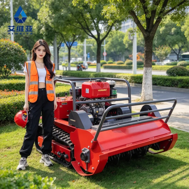 Customized Powerful Diesel Engine Farm EURO 5 Lawn Mower Robotic Crawler Wireless Remote Control Lawn Mower Slope Mower