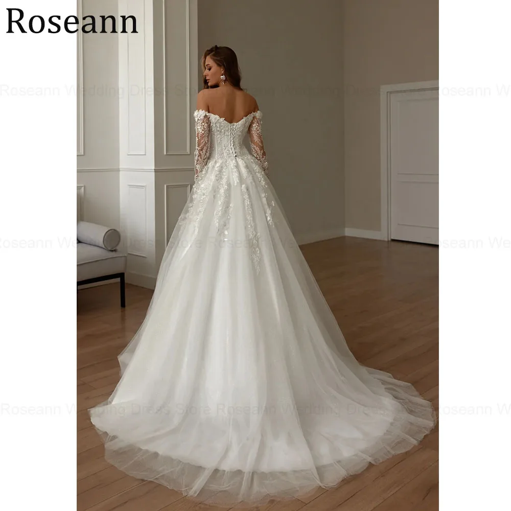 Customized Stylish Wedding Dresses For Woman 2026 Boho Long Bridal Gowns Sequined Lace Up A-line Tulle Appliques Robe De Mariée