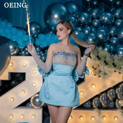 BOEING Sky Blue Mini Sexy Celebrity Party Dress Glitter Gift Long Sleeve Prom Dress Dress Night Club Beach Formal Gown Customized